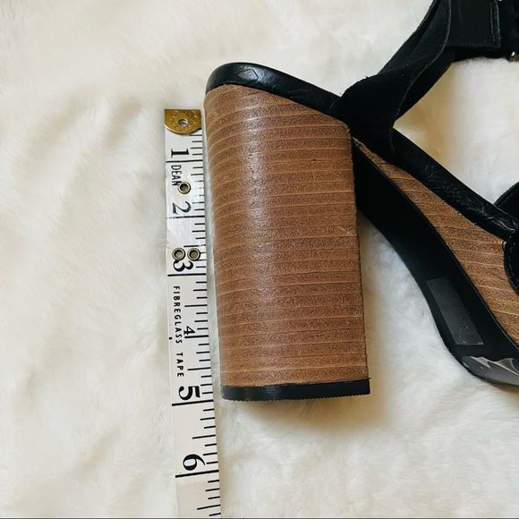 Free People Black Suede Peep Toe Platform Clog Sandals NWT, Size 7 - Picture 16 of 16